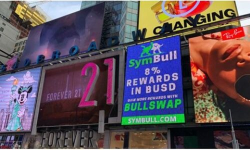 SymBULL’s Time Square Billboard Displays 8% Rewards in BUSD