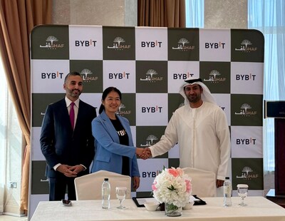 From right to left: Sheikh Almualla bin Ahmed Almualla - Co-founder and Board Member at Ghaf Labs; Helen Liu, Chief Operating Officer and Partner at Bybit; and Feras Al Sadek - Co-founder and Managing Partner at Ghaf Labs. From right to left: Sheikh Almualla bin Ahmed Almualla - Co-founder and Board Member at Ghaf Labs; Helen Liu, Chief Operating Officer and Partner at Bybit; and Feras Al Sadek - Co-founder and Managing Partner at Ghaf Labs.